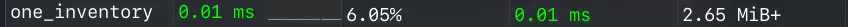 Live /resmon read-out showing One Inventory at idle