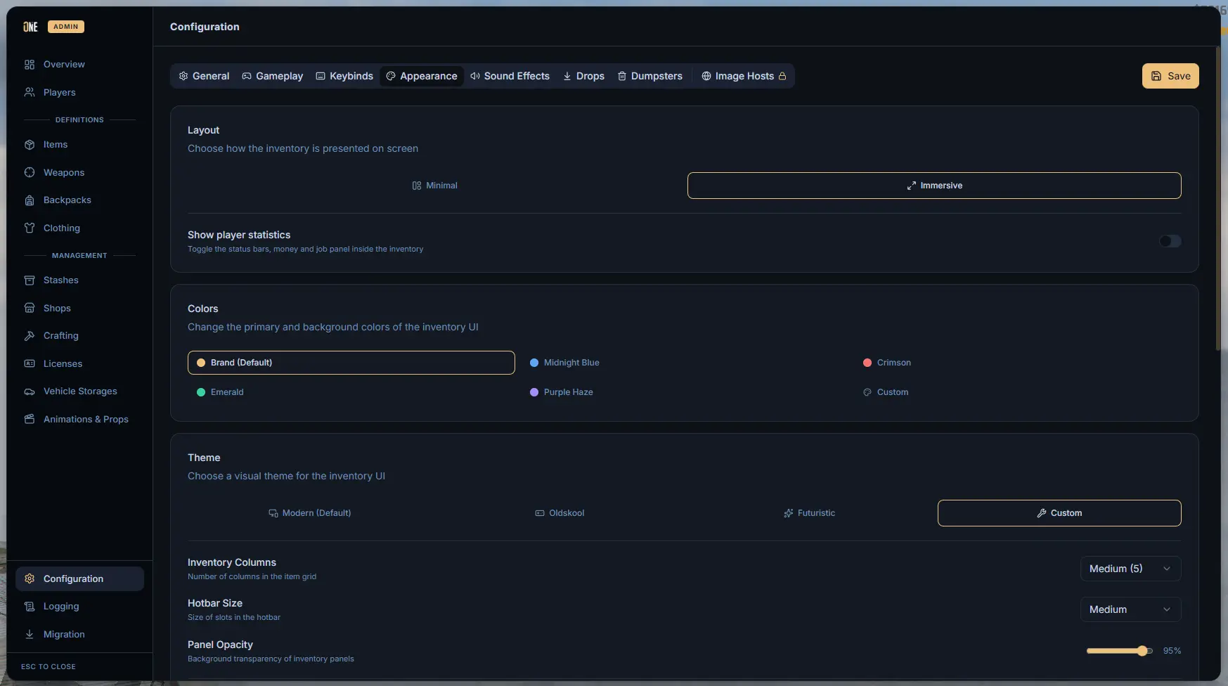 Side-by-side comparison of theme variants