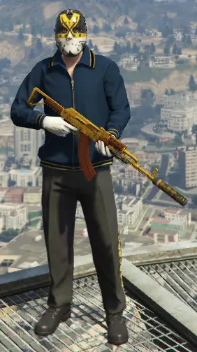 Player holding a custom-tinted rifle
